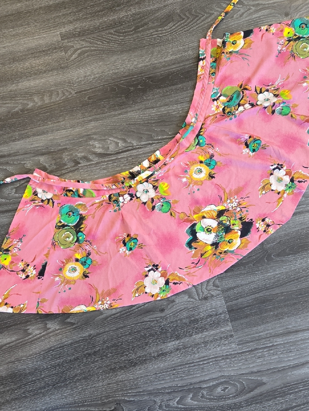 Vintage 70s Handmade Pink Floral Wrap Skirt 1970's XS